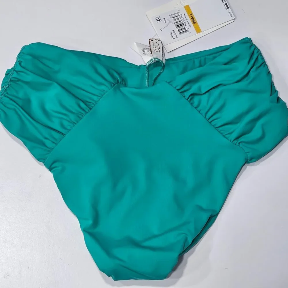 Becca Ruched High-Waist Bikini Bottoms - Picture 6 of 9